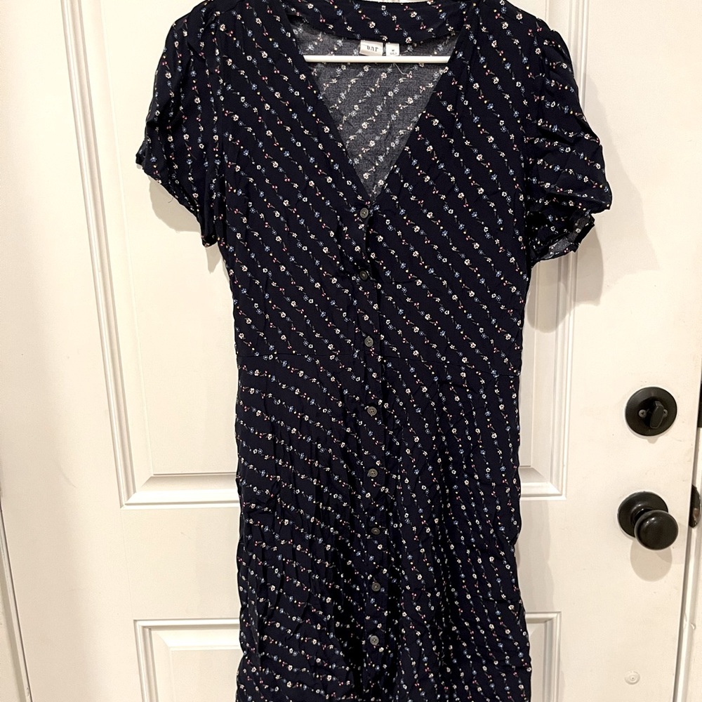 Gap Navy Floral Button-up Dress